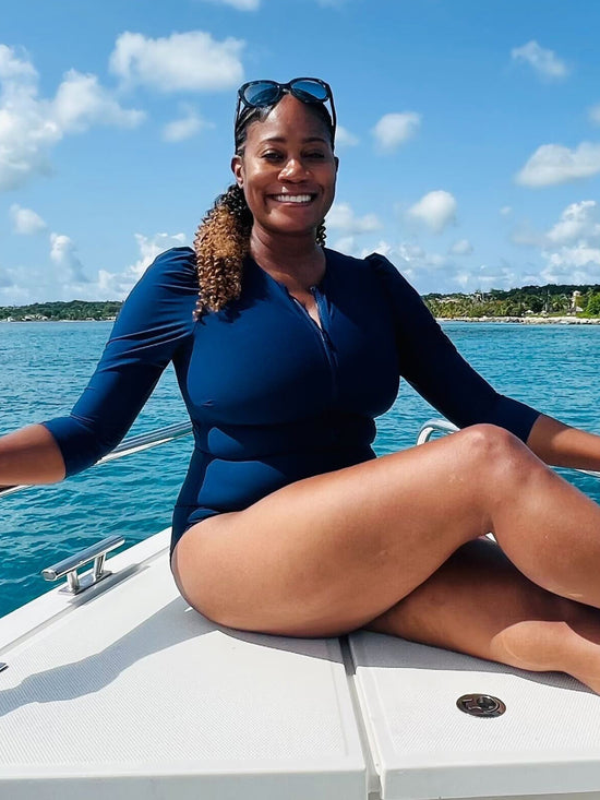 navy long sleeve swimsuit