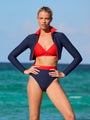 DreamSculpt®  Polo Zip Swim Crop Top