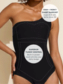 black one shoulder one-piece sculpting swimsuit