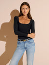 DaySculpt™ Long Sleeve Square Neck Snapped Top
