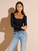 DaySculpt™ Long Sleeve Square Neck Snapped Top