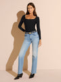 DaySculpt™ Long Sleeve Square Neck Snapped Top