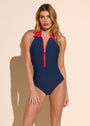 DreamSculpt® Polo Halter Zip One-Piece