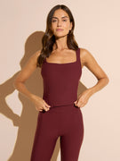 burgundy swim tankini top with tummy control