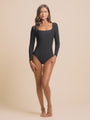 DaySculpt™ Long Sleeve Square Neck Snapped Top