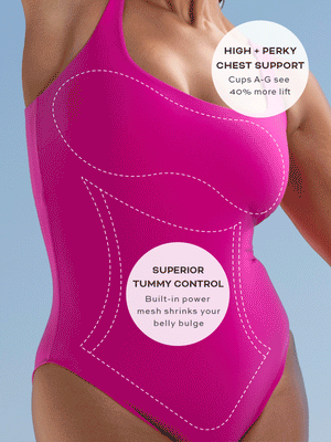 white square neck one-piece tank swimsuit with chest support