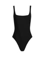 black square neck one piece tank swimsuit
