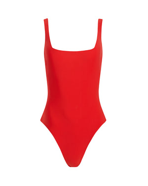 red square neck one-piece tank swimsuit unworn