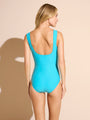 blue square neck tank one-piece swimsuit