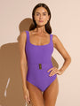 purple square neck tank one-piece swimsuit 
