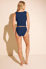 back navy swim tankini top with tummy control  and bottom