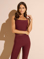 burgundy swim tankini top with tummy control with leggings