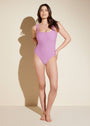 lavender square neck one-piece tank swimsuit when worn 