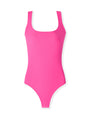 pink square neck tank one-piece swimsuit