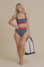 DreamLift® Striped Square Neck Bikini Top