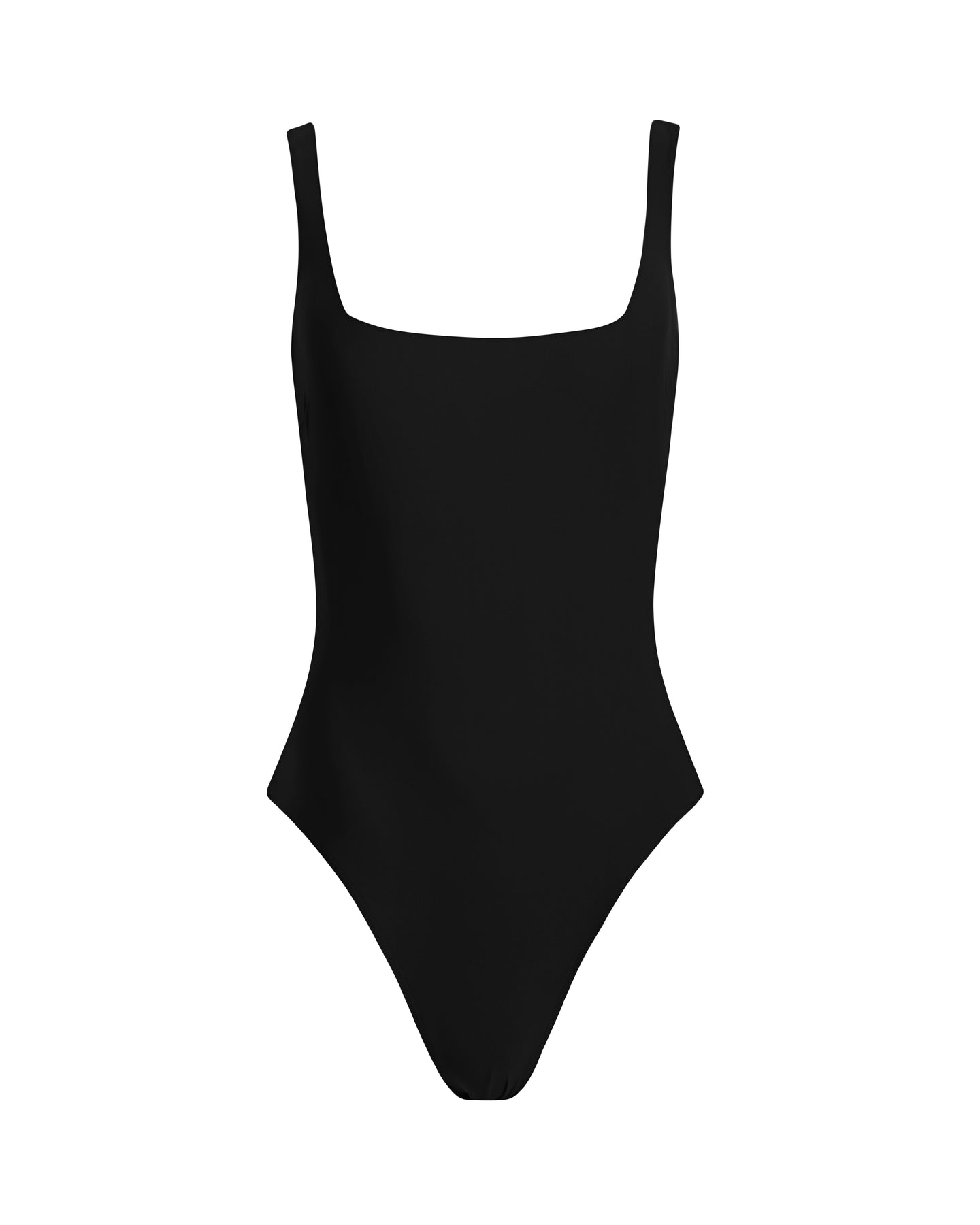 black square neck one piece tank swimsuit